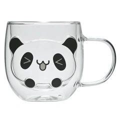 Cute Animal Double Wall High Borosilicate Transparent Glass Cup for Milk Water Coffee Juice Household Heat Resistant Glass Mug