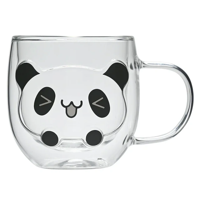 Cute Animal Double Wall High Borosilicate Transparent Glass Cup for Milk Water Coffee Juice Household Heat Resistant Glass Mug