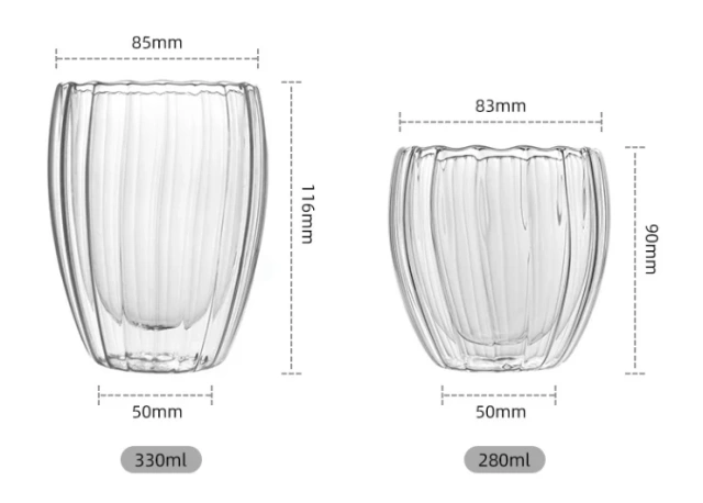 Egg Shape Vertical Striped Double Wall High Borosilicate Glass Mug Transparent Simple Drinking Cup for Coffee Milk Household Cup