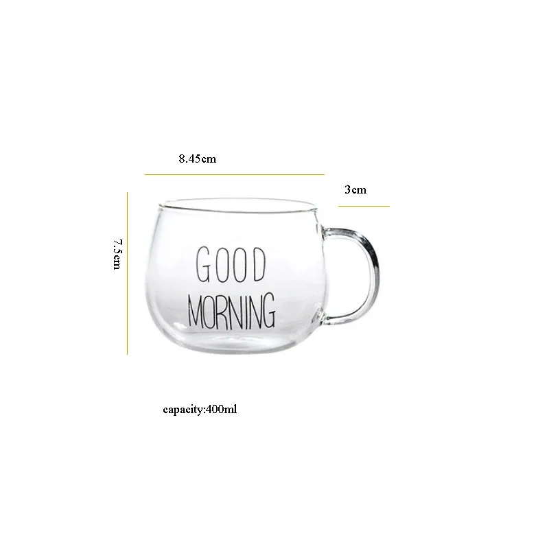 Heat Resistance Single Layer Cup Good Morning Breakfast Pot-bellied Coffee Cup