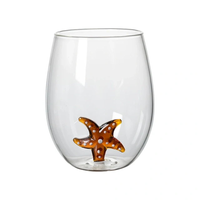 Custom Handmade Color 3D Animal Fruit Christmas Icon Egg Shape Glass Cup 500ml Juice Drink Cup