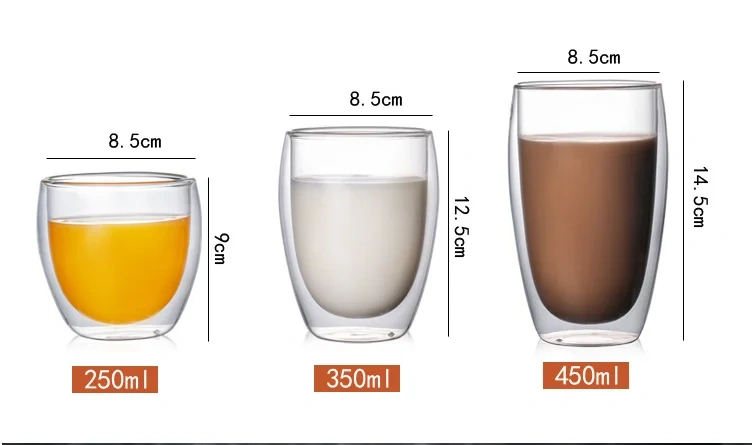 Factory Direct Custom Heat-resistant Juice High Borosilicate Double Wall Glass Coffee Drinking Cup With Bamboo/glass Lid
