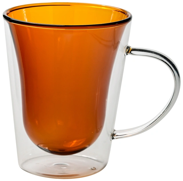 Unique Design Heat Resistant Double Wall High Borosilicate Glass Cup With Handle Drink Coffee Tea Milk Mug
