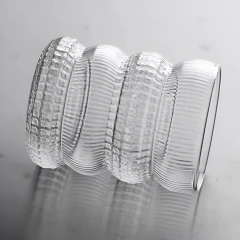 Personalized Dense Pattern Wave Shaped Transparent High Borosilicate Glass Cup Eco Friendly Classic Coffee Water Tea Wine Mug