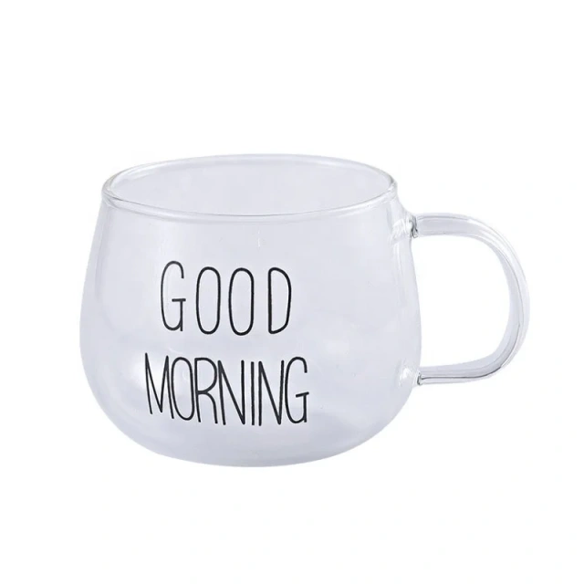 Heat Resistance Single Layer Cup Good Morning Breakfast Pot-bellied Coffee Cup