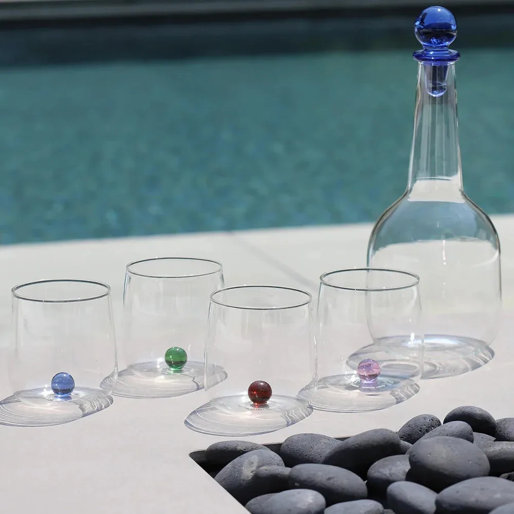 Wholesale Customized Transparent High Borosilicate Single Wall Glass Cup with Round Ball for Coffee Drink Milk Water