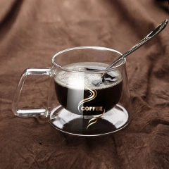 3 oz Insulated Coffee Mugs for Breakfast Thermo Espresso Glass Cup Elegant Double Wall Latte Cup With Handle