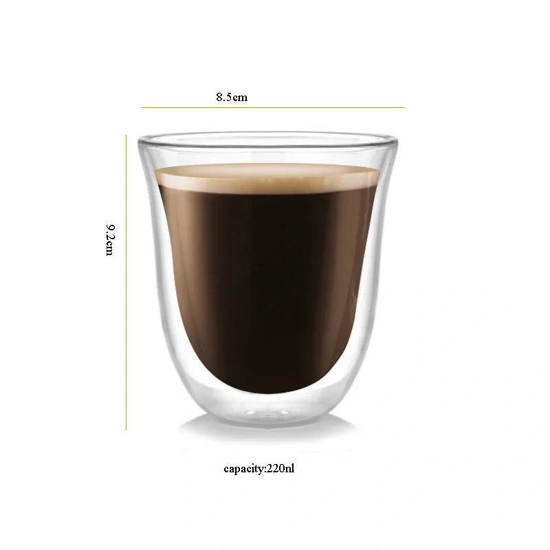 Wholesale Heat Resistant Glass Coffee Mugs Double Wall clear Glass Mug Without Handle Made by High Borosilicate Glass