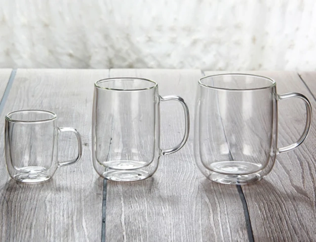 Wholesale Customized Transparent High Borosilicate Glass Cup Double Wall Heat Resistant for Coffee Water Tea Mug Drinkware Gift