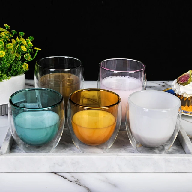 Good Quality Glass Innovation Hand Blown Borosilicate Double Wall Reusable Glass Cup