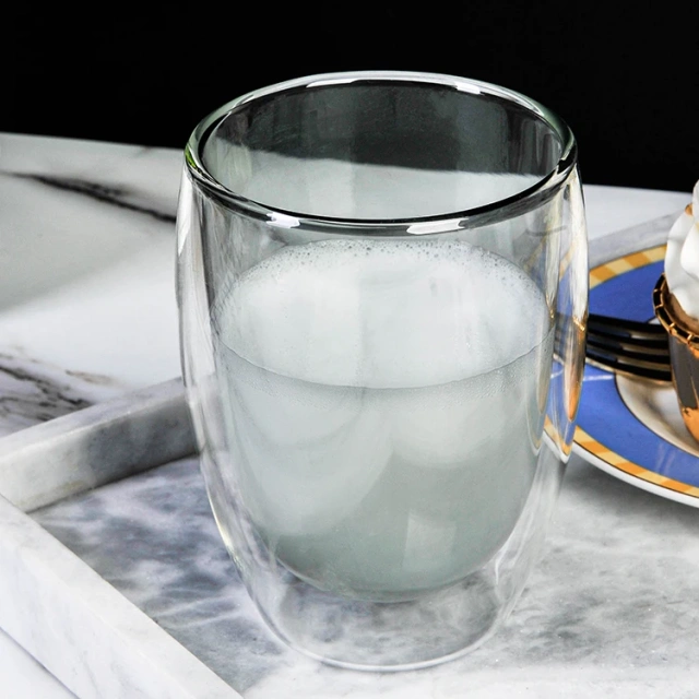 Good Quality Glass Innovation Hand Blown Borosilicate Double Wall Reusable Glass Cup