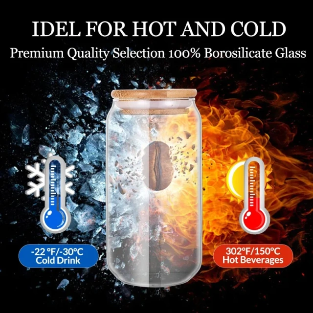 Hot Selling Transparent Glass Cup with Bamboo Lid and Glass Straw 380ml 480ml 580ml Glass Cup