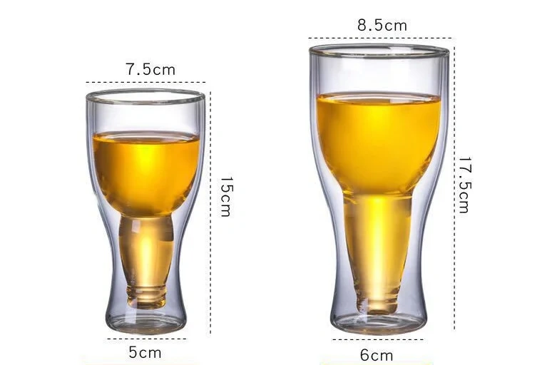 2025 Popular Double Walled Upside Down Beer Glass Cups Mugs Dinking Glasses for Drinking