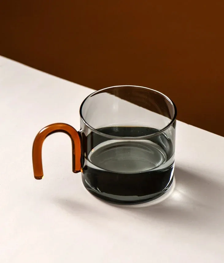 Classic Design 350ML Colored Single Wall High Borosilicate Glass Cup With Handle Drink Coffee Milk Cup