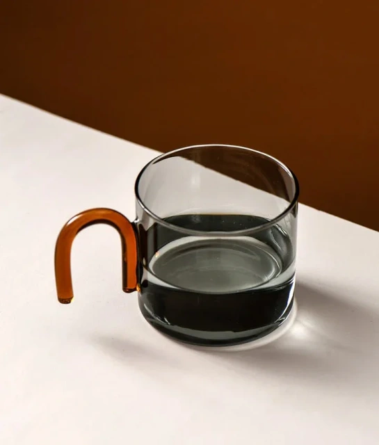 Classic Design 350ML Colored Single Wall High Borosilicate Glass Cup With Handle Drink Coffee Milk Cup