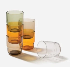 Eco-friendly Stackable High Borosilicate Glass Colored Cup Heat-Resistant Cold Drink Household Water Coffee Tea Milk Mug