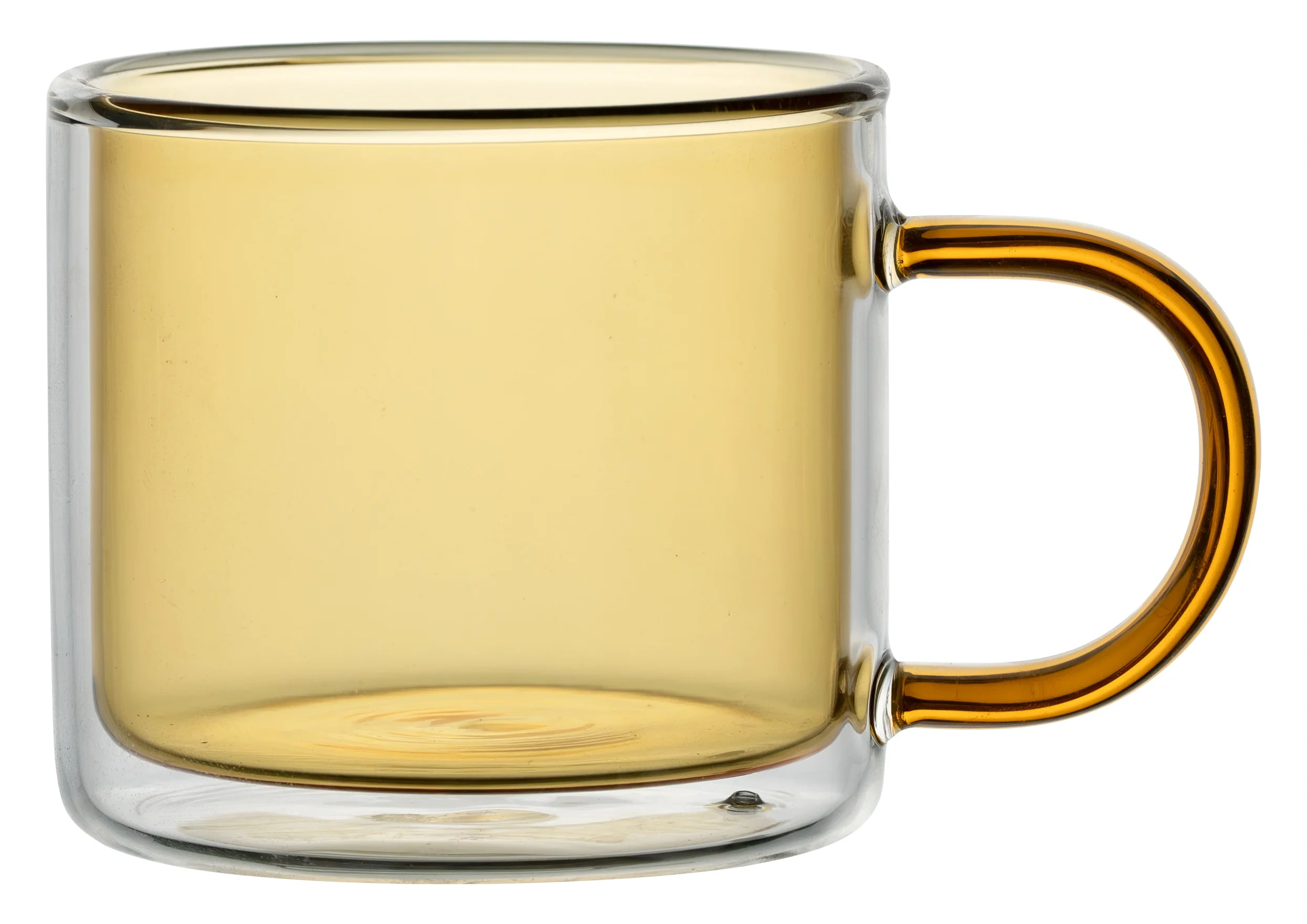 Custom Made 250ML Heat Resistant Coloured Clear High Borosilicate Glass Double Wall Tea Cup Coffee Cup Mug with Handle