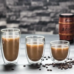 High Quality Double Wall Borosilicate Glass Coffee Mug Reusable & Custom Logo for Water Beer Tea Travel & Gift with Straw Design