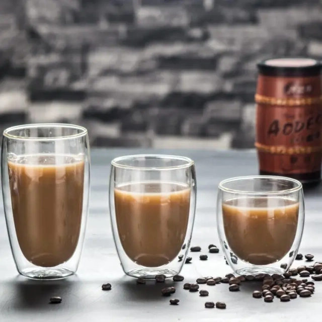 High Quality Double Wall Borosilicate Glass Coffee Mug Reusable & Custom Logo for Water Beer Tea Travel & Gift with Straw Design