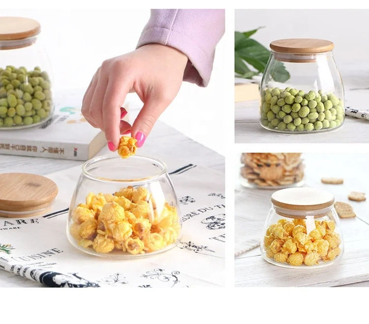 Transparent Glass Storage Coffee Candy Customized Lid Kitchen Glass Canister