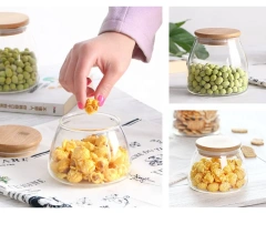 Transparent Glass Storage Coffee Candy Customized Lid Kitchen Glass Canister