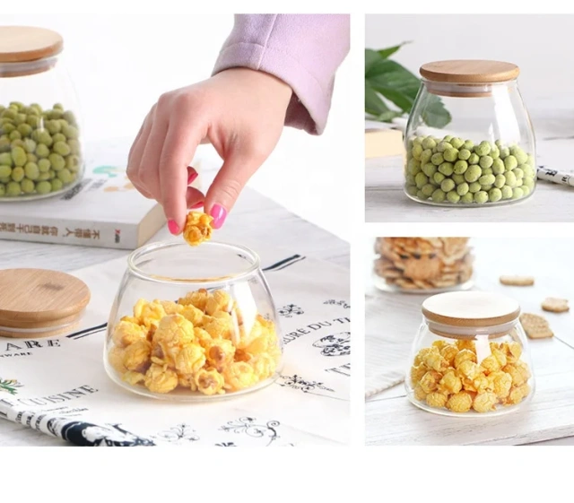 Transparent Glass Storage Coffee Candy Customized Lid Kitchen Glass Canister