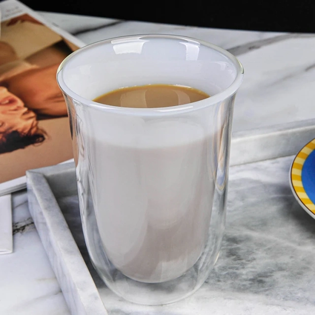 Good Quality Glass Innovation Hand Blown Borosilicate Double Wall Reusable Glass Cup