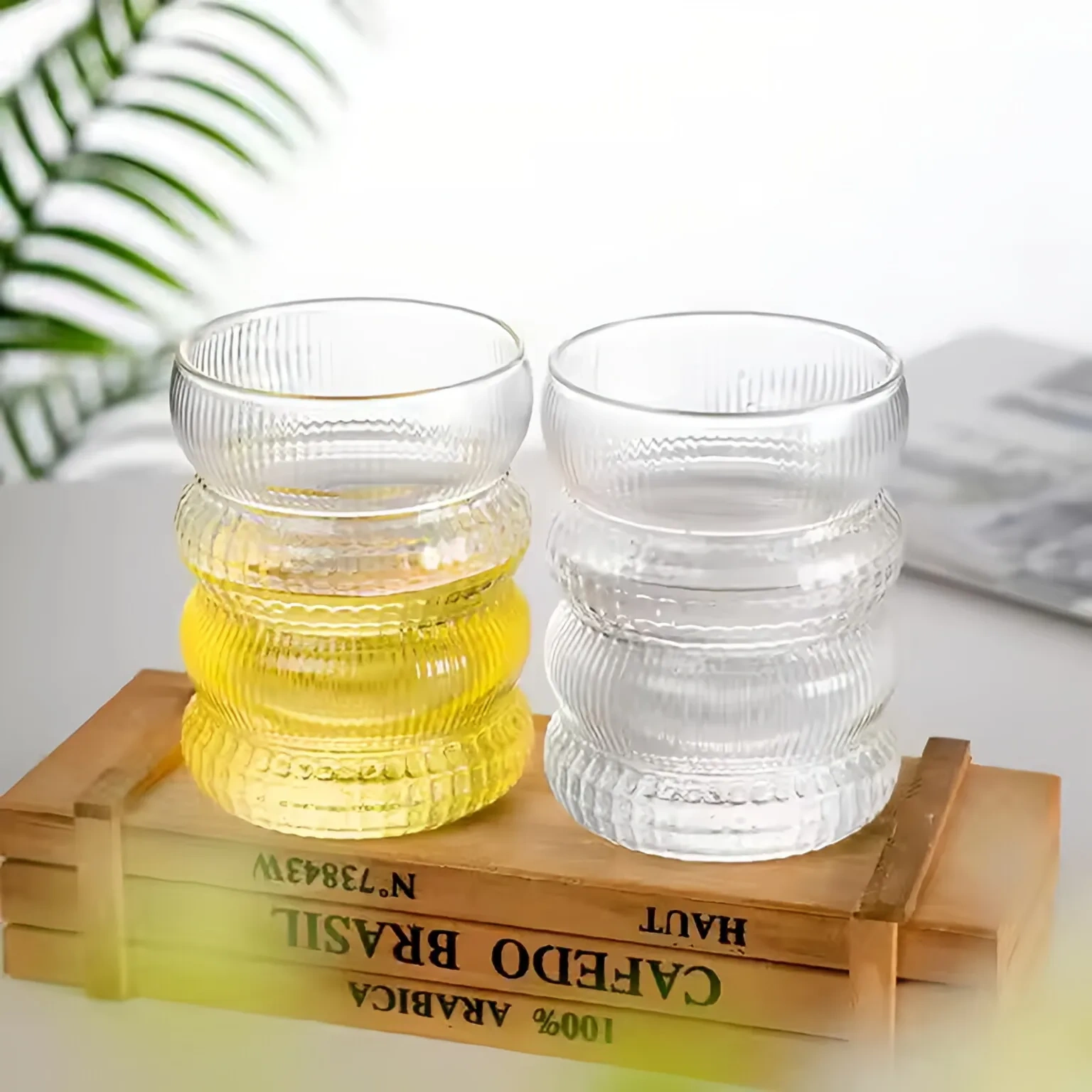 Personalized Dense Pattern Wave Shaped Transparent High Borosilicate Glass Cup Eco Friendly Classic Coffee Water Tea Wine Mug