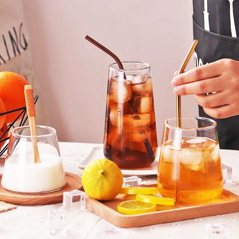 Wholesale 500ML 450ML Hight Borosilicate  Straight Milk Coffee Juice Glass Cup Transparent