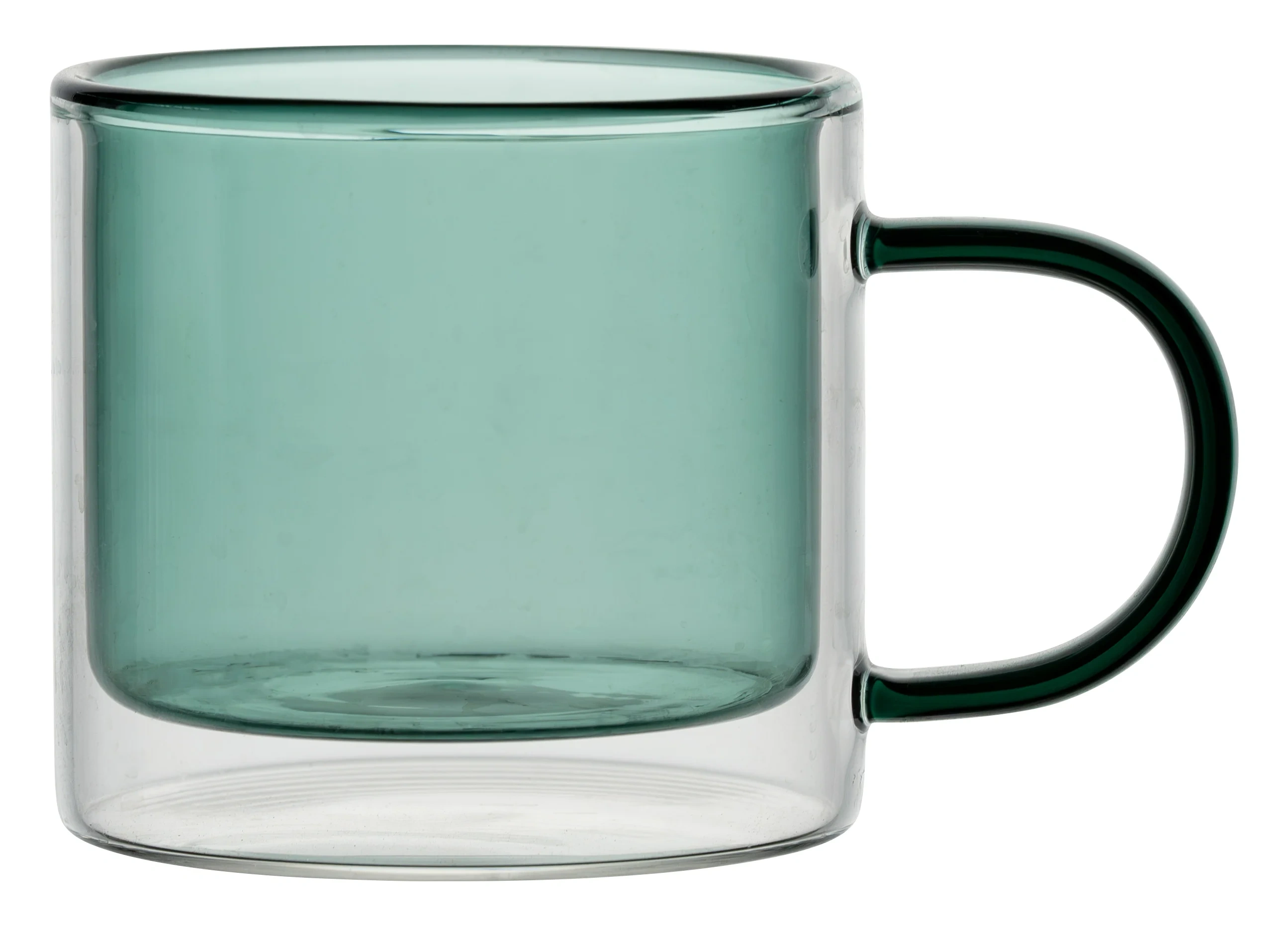 Custom Made 250ML Heat Resistant Coloured Clear High Borosilicate Glass Double Wall Tea Cup Coffee Cup Mug with Handle
