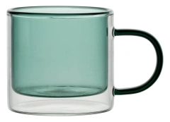 Custom Made 250ML Heat Resistant Coloured Clear High Borosilicate Glass Double Wall Tea Cup Coffee Cup Mug with Handle