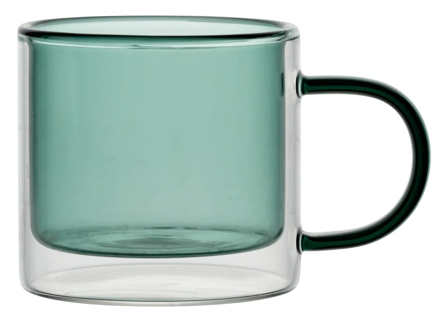Custom Made 250ML Heat Resistant Coloured Clear High Borosilicate Glass Double Wall Tea Cup Coffee Cup Mug with Handle