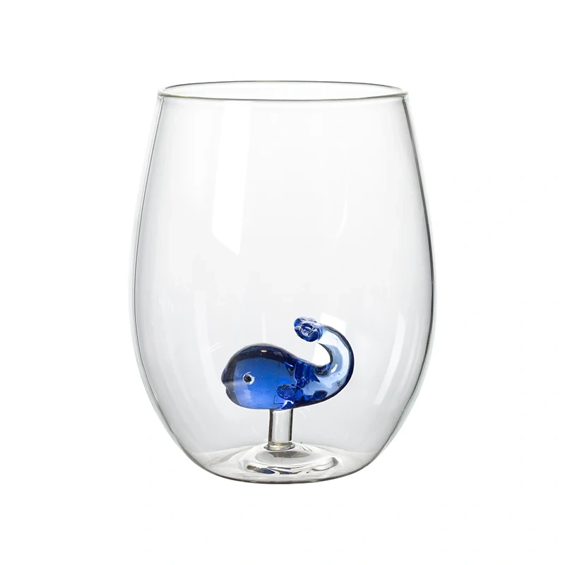 Custom Handmade Color 3D Animal Fruit Christmas Icon Egg Shape Glass Cup 500ml Juice Drink Cup