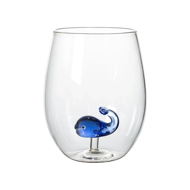 Custom Handmade Color 3D Animal Fruit Christmas Icon Egg Shape Glass Cup 500ml Juice Drink Cup