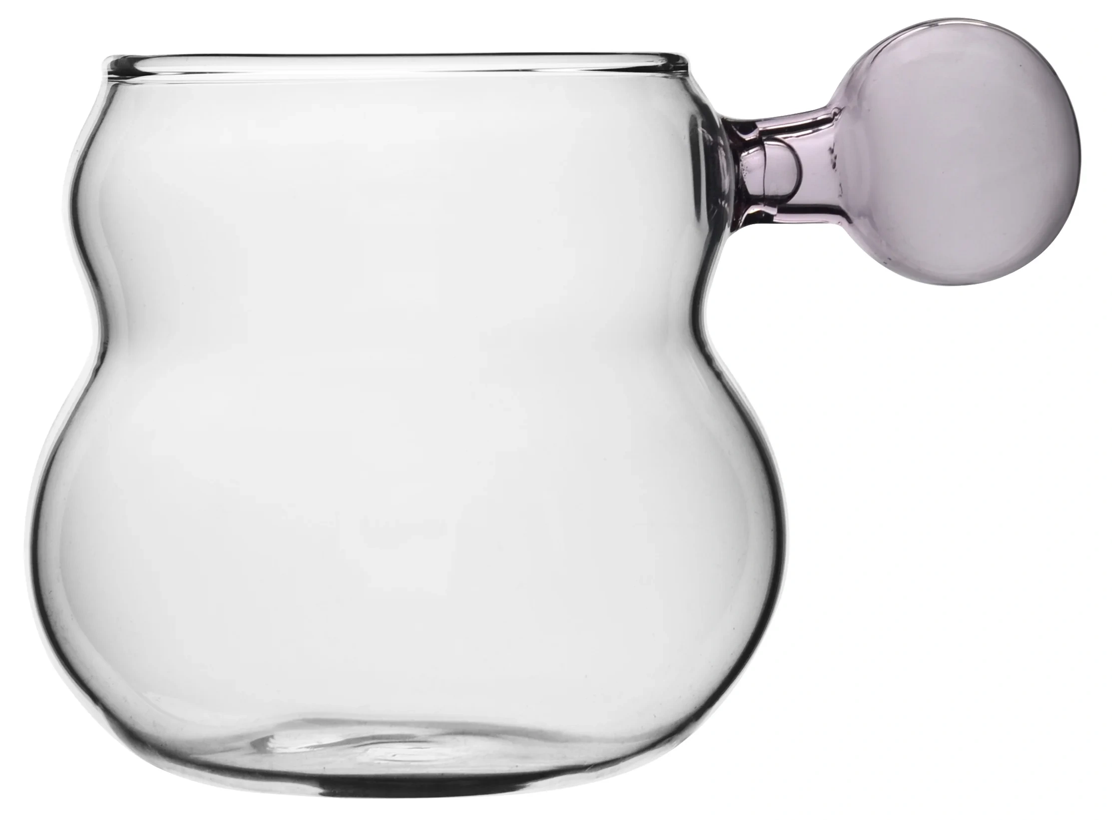 Fashion Design 280ml Gourd Shaped High Borosilicate Glass Transparent Cup with Ball Handle Coffee Milk Cup