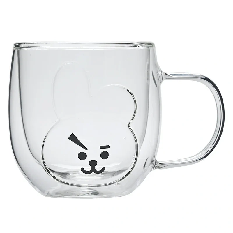 Cute Animal Double Wall High Borosilicate Transparent Glass Cup for Milk Water Coffee Juice Household Heat Resistant Glass Mug