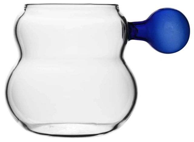 Fashion Design 280ml Gourd Shaped High Borosilicate Glass Transparent Cup with Ball Handle Coffee Milk Cup
