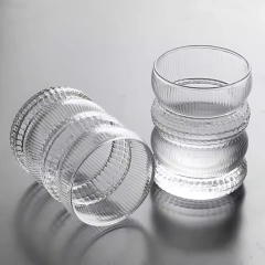 Personalized Dense Pattern Wave Shaped Transparent High Borosilicate Glass Cup Eco Friendly Classic Coffee Water Tea Wine Mug
