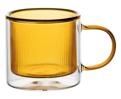 Classic Design 250ml Colored Double Wall High Borosilicate Glass Cup Coffee Cup With Handle Milk Tea Mug