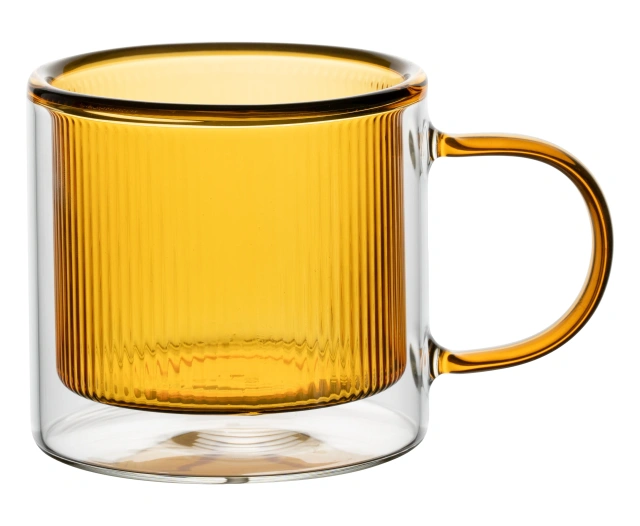 Classic Design 250ml Colored Double Wall High Borosilicate Glass Cup Coffee Cup With Handle Milk Tea Mug