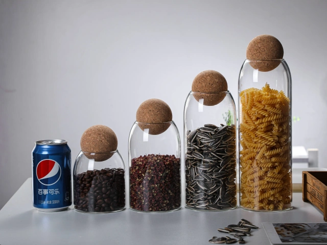 Kitchen Food Glass Storage Jar With Lid and Spoon Kitchen Glassware
