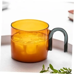 Classic Design 350ML Colored Single Wall High Borosilicate Glass Cup With Handle Drink Coffee Milk Cup
