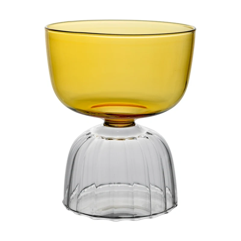 Custom Ribbed Ice Cream Cup High Borosilicate Two Color Cocktail Glass Cup for Whisky Bar Party Cups