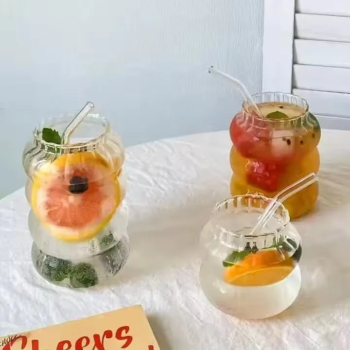 Special Design Caterpillar Shaped Vertical Striped High Borosilicate Glass Drinking Cup for Coffee Water Milk Drink Mug