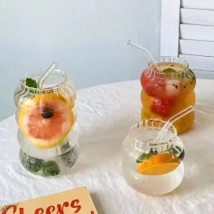 Special Design Caterpillar Shaped Vertical Striped High Borosilicate Glass Drinking Cup for Coffee Water Milk Drink Mug