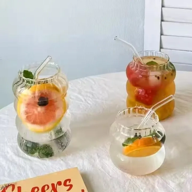 Special Design Caterpillar Shaped Vertical Striped High Borosilicate Glass Drinking Cup for Coffee Water Milk Drink Mug