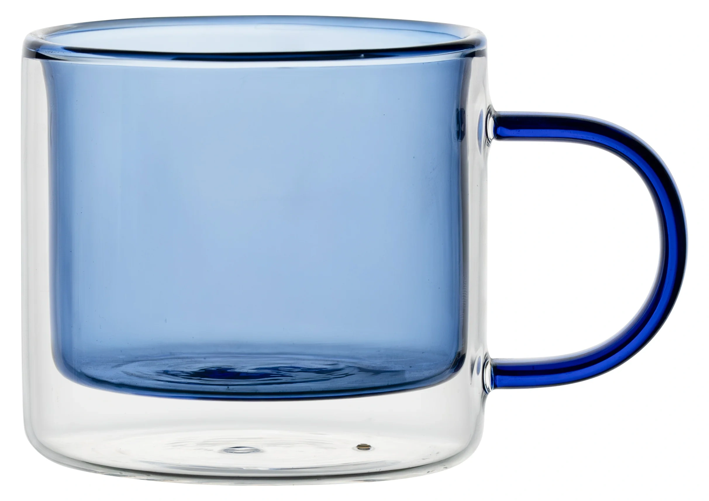 Custom Made 250ML Heat Resistant Coloured Clear High Borosilicate Glass Double Wall Tea Cup Coffee Cup Mug with Handle