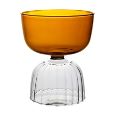 Custom Ribbed Ice Cream Cup High Borosilicate Two Color Cocktail Glass Cup for Whisky Bar Party Cups