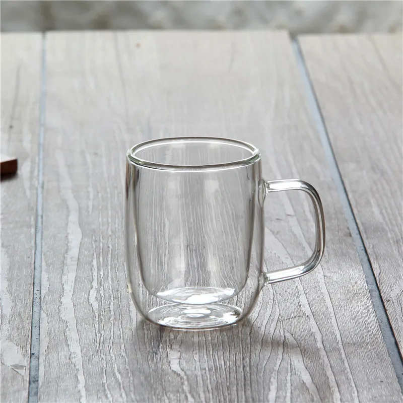 Wholesale Customized Transparent High Borosilicate Glass Cup Double Wall Heat Resistant for Coffee Water Tea Mug Drinkware Gift