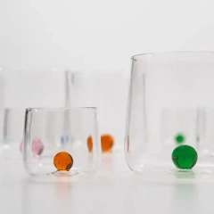 Wholesale Customized Transparent High Borosilicate Single Wall Glass Cup with Round Ball for Coffee Drink Milk Water